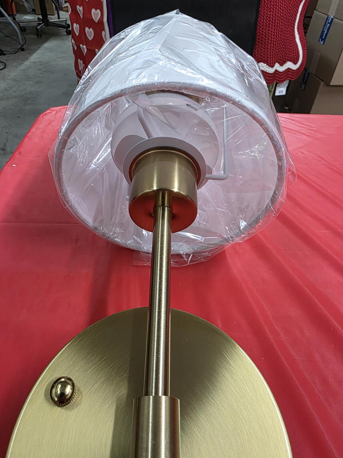 Modern Brass Wall Sconce with White Shade