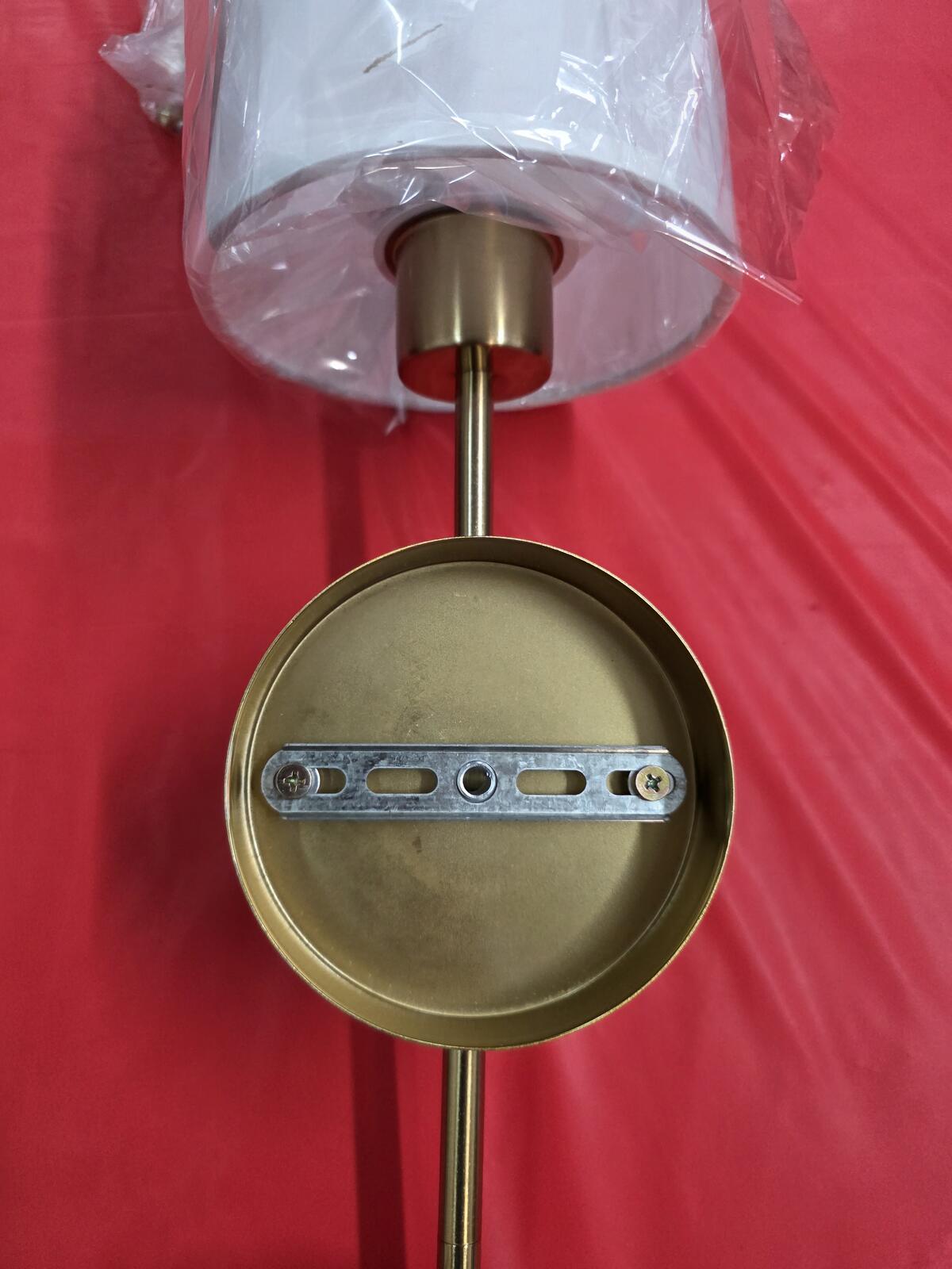 Modern Brass Wall Sconce with White Shade