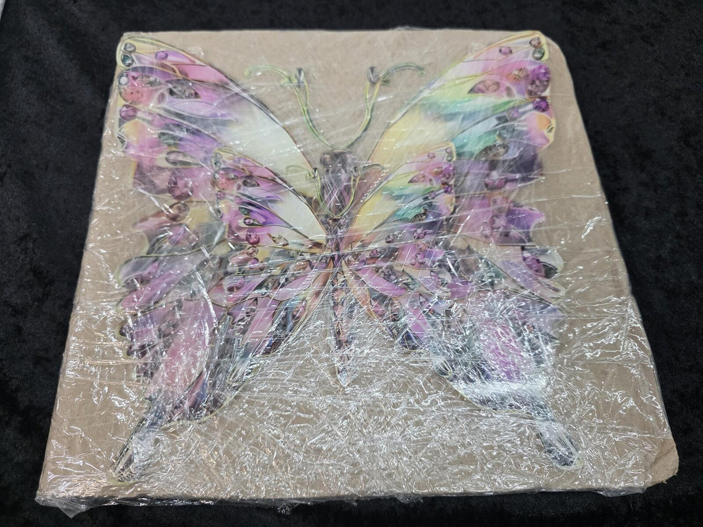 Decorative Butterfly Wall Art with Colorful Gem Accents