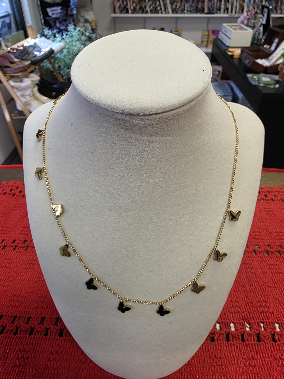 Delicate Gold Tone Butterfly Charm Necklace