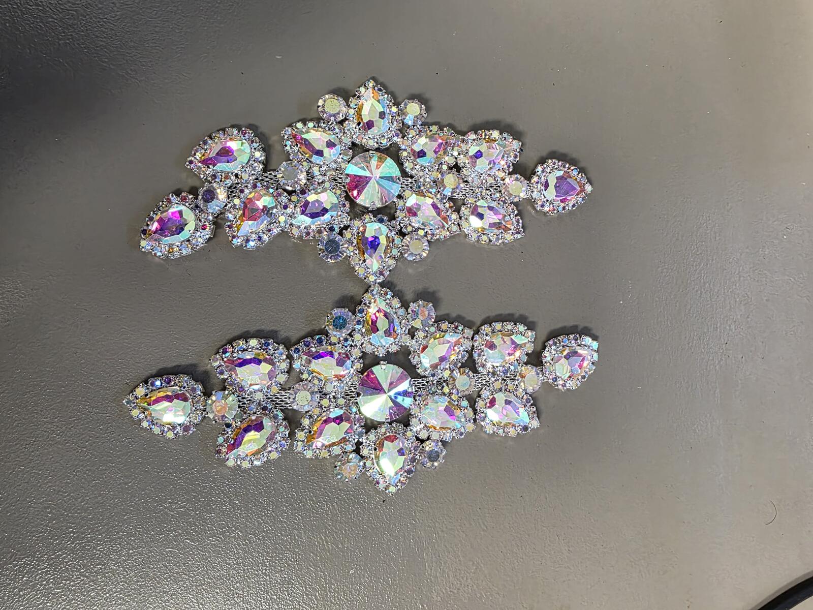 Pair of Iridescent Crystal Rhinestone Appliques