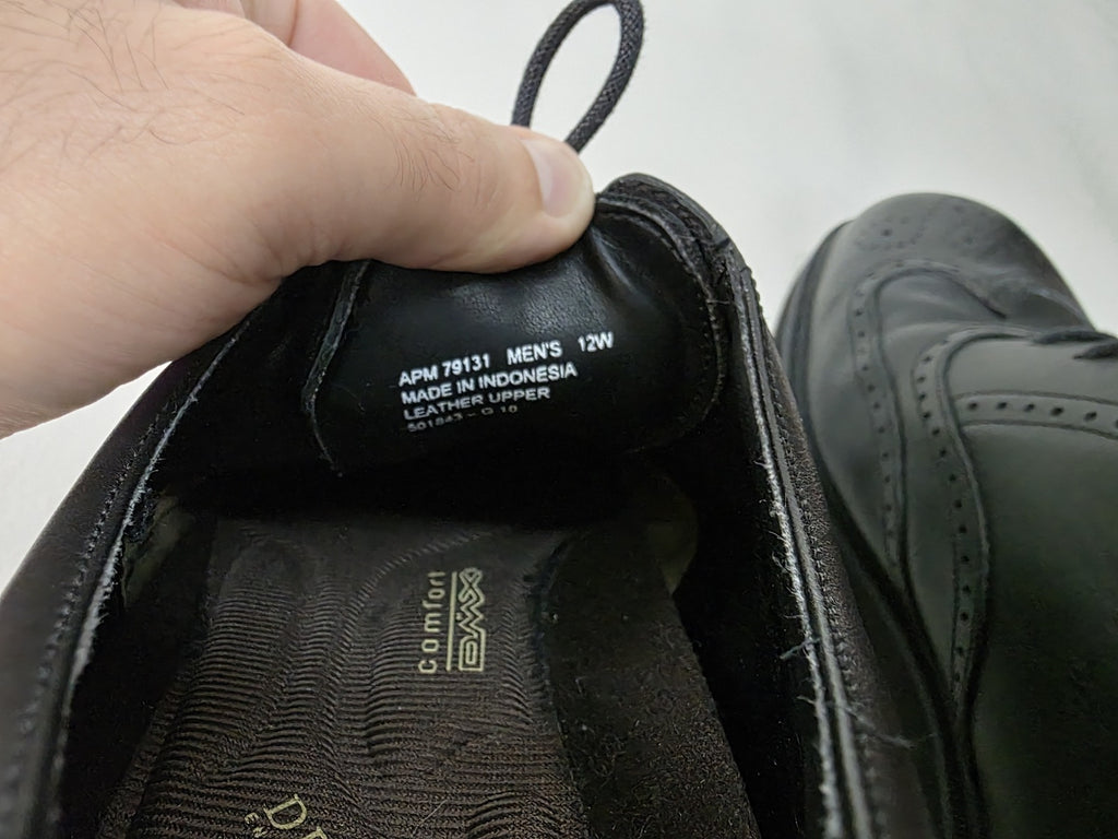 Rockport Dressports Men's Black Leather Wingtip Dress Shoes Size 12W