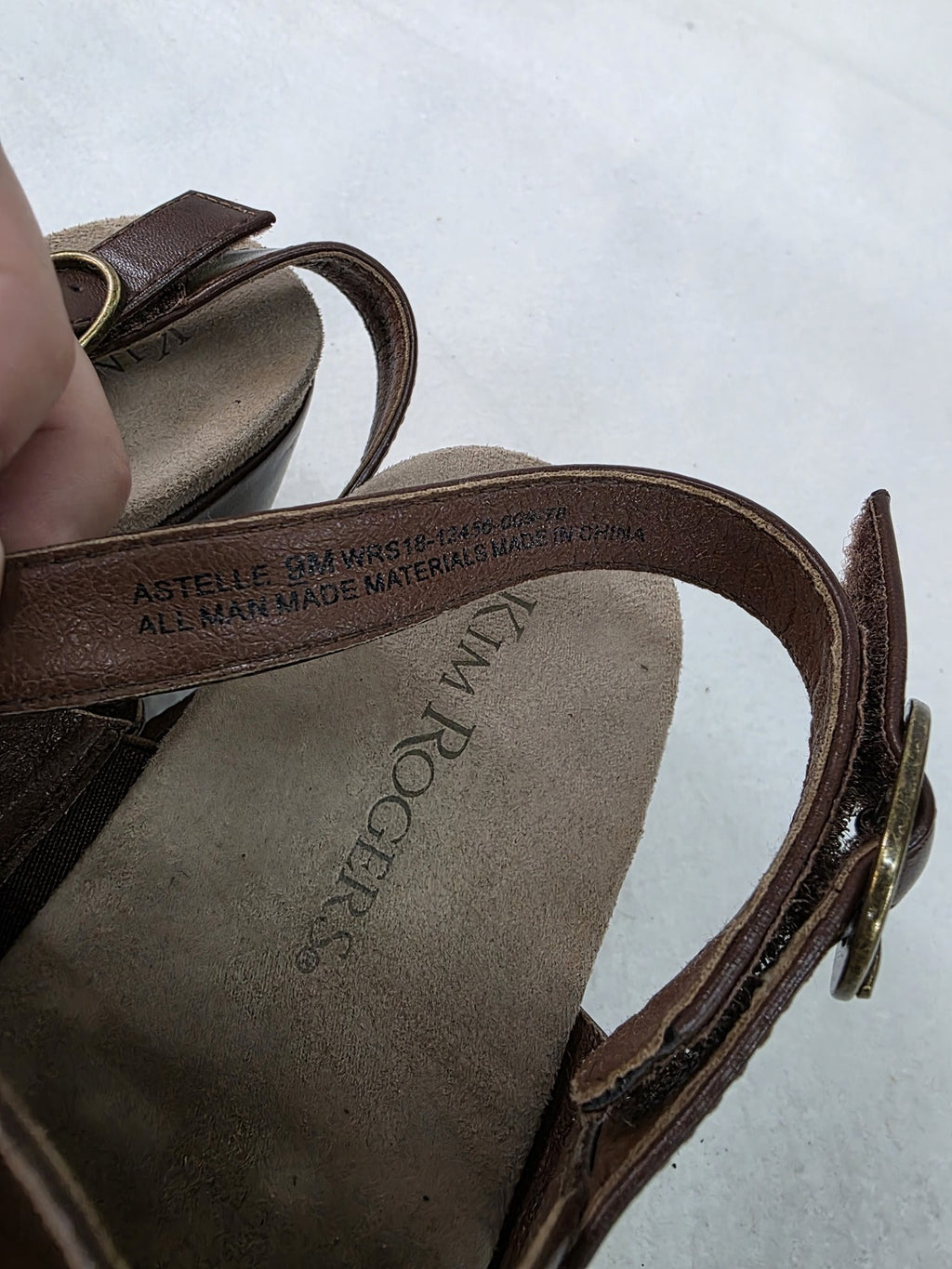 Kim Rogers Brown Perforated Strap Sandals