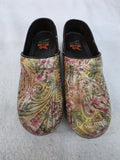 Dansko XP Floral Pattern Leather Clogs Size 38