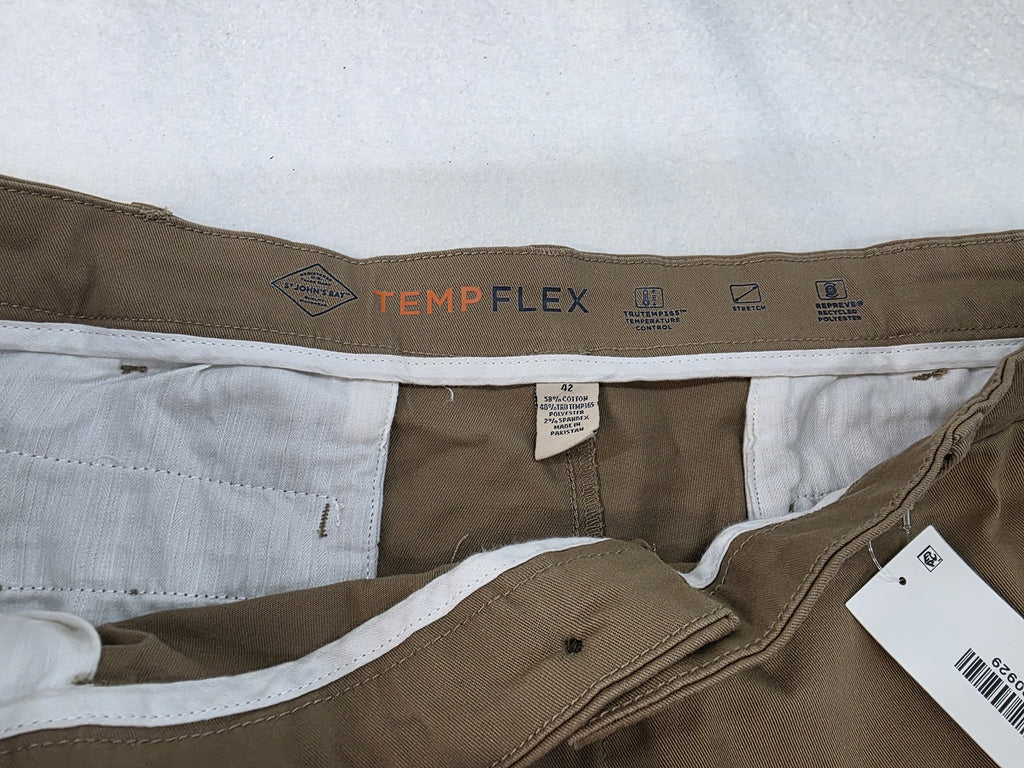 St. John's Bay Temp Flex Classic Fit Khaki Shorts Size 42