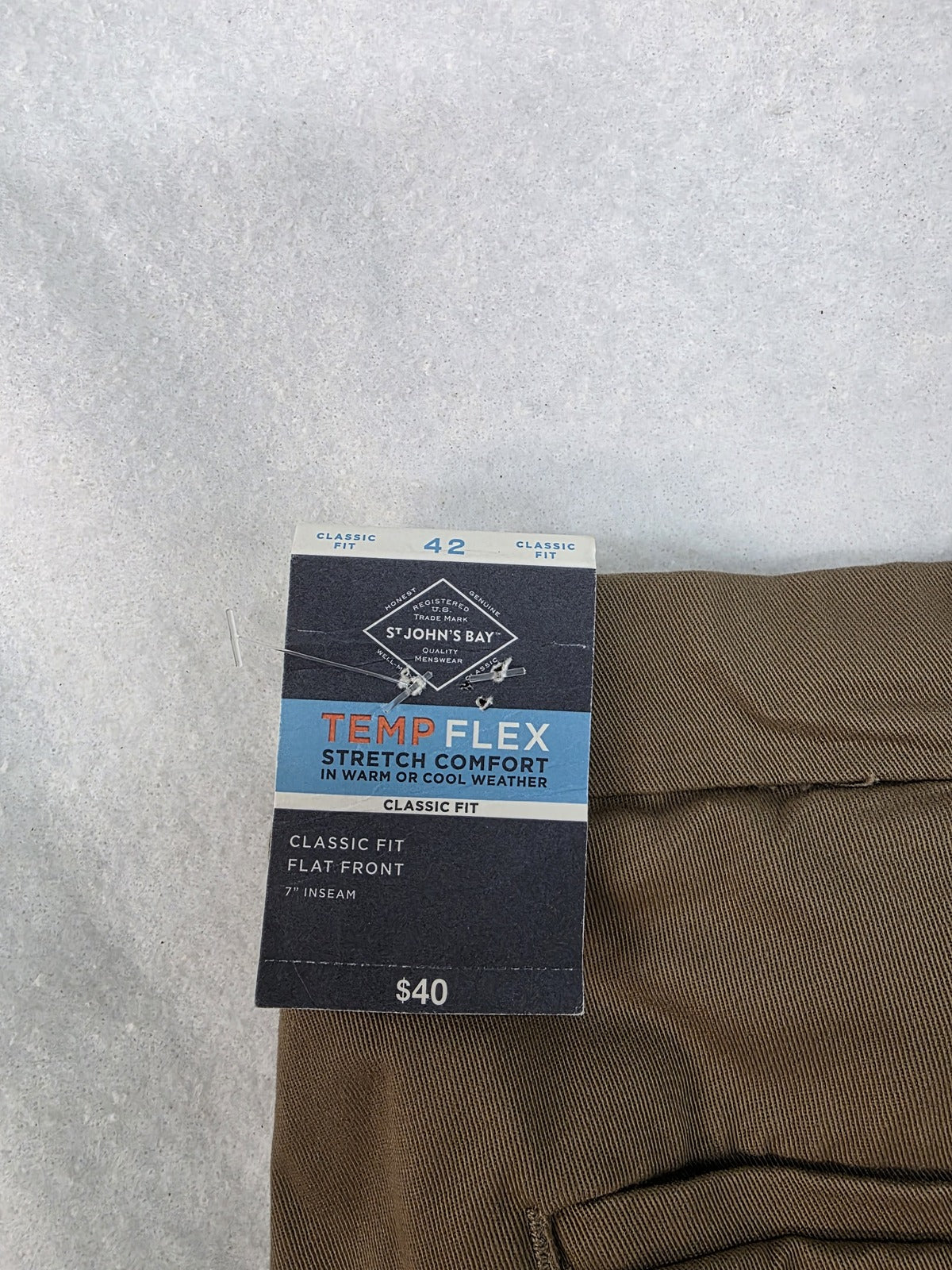 St. John's Bay Temp Flex Classic Fit Khaki Shorts Size 42