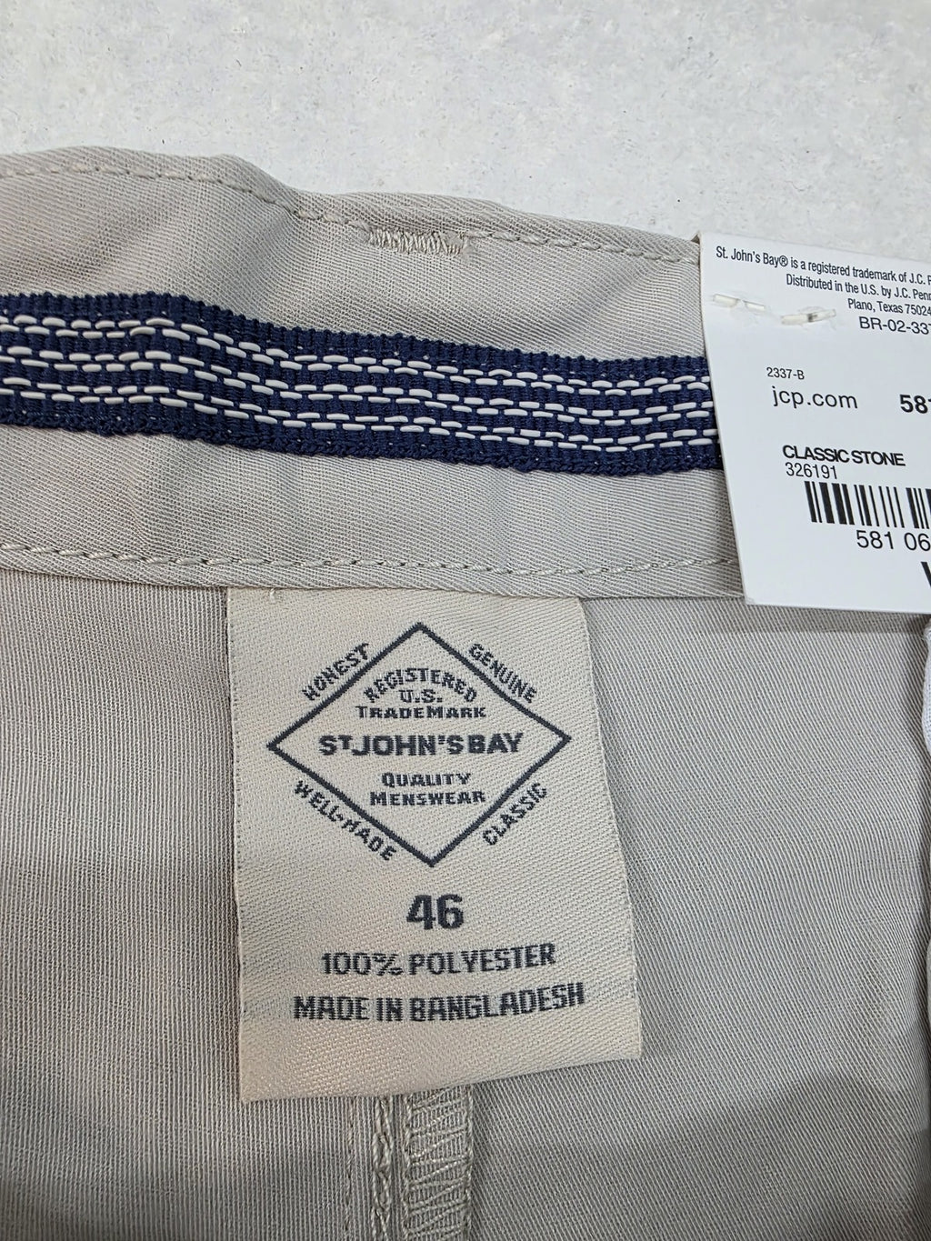 St. John's Bay Classic Stone Men's Polyester Shorts Size 46
