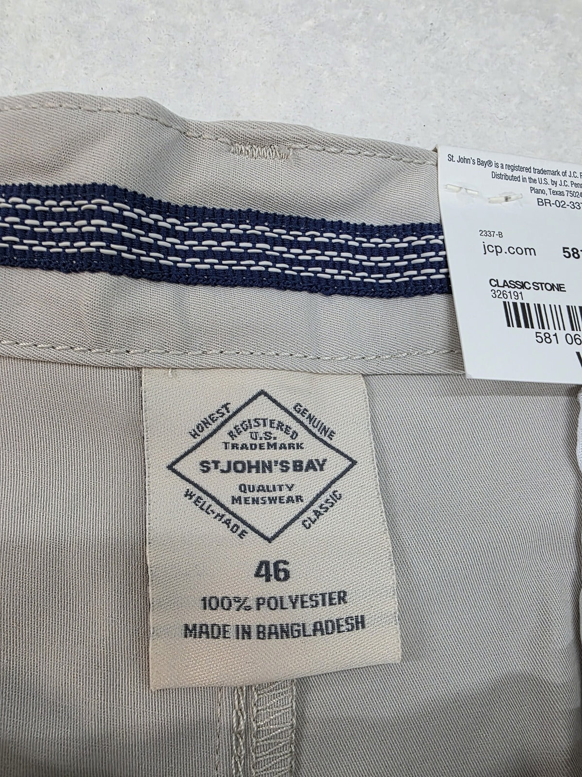 St. John's Bay Classic Stone Men's Polyester Shorts Size 46