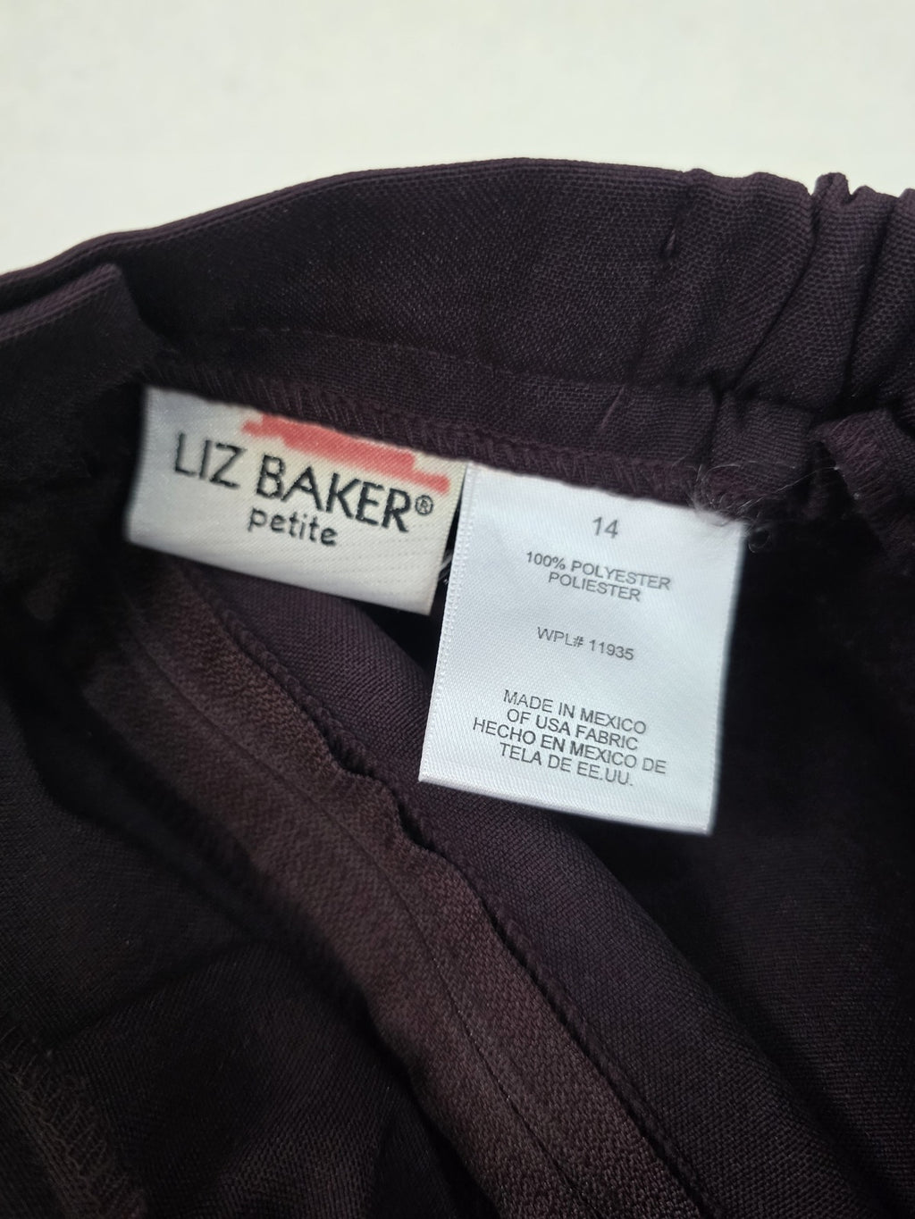Liz Baker Petite Brown Polyester Skirt Size 14