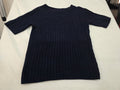 Talbots Navy Blue Cable Knit Short Sleeve Sweater Size L