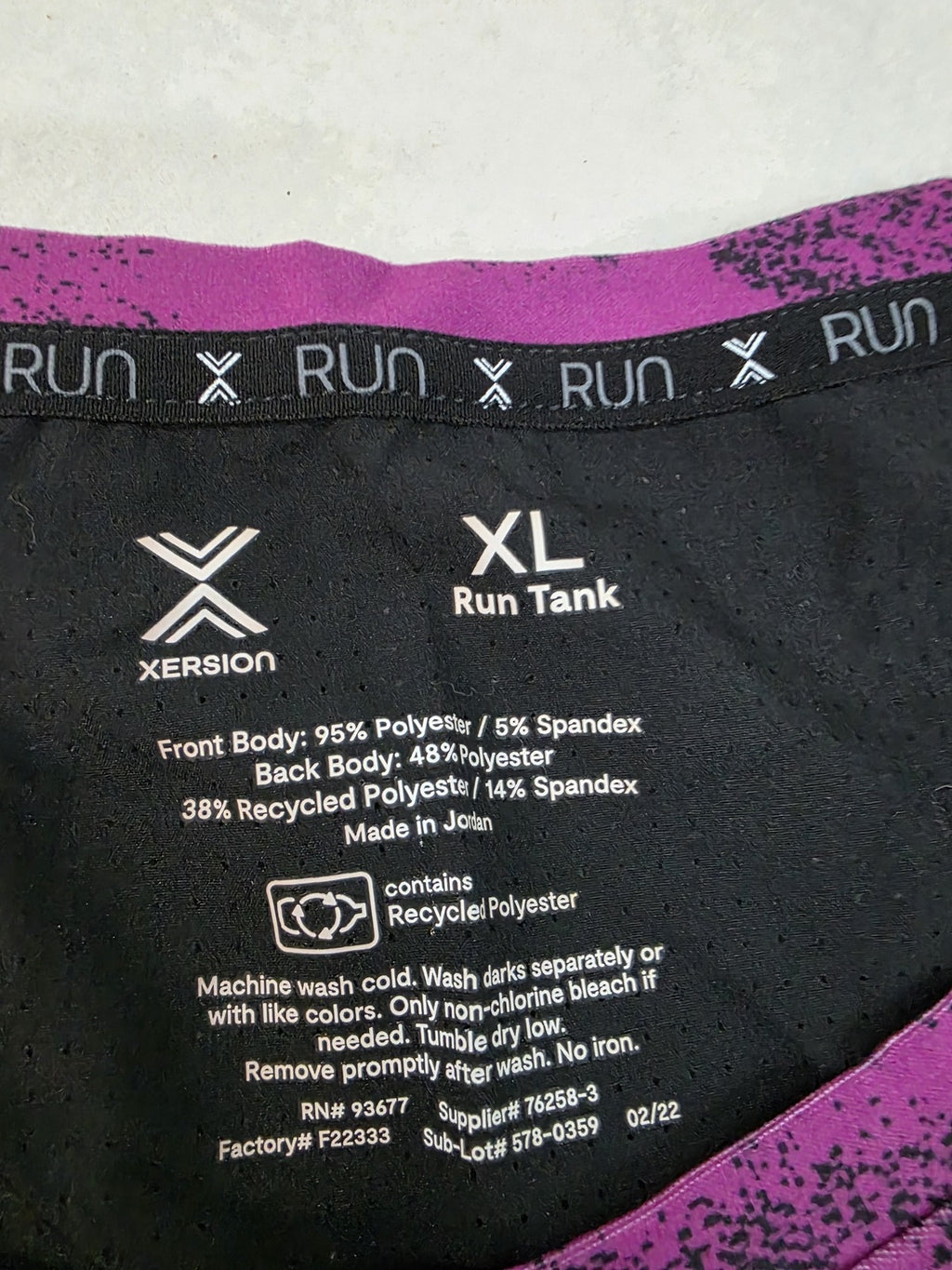 Xersion XL Run Tank Top Purple and Black