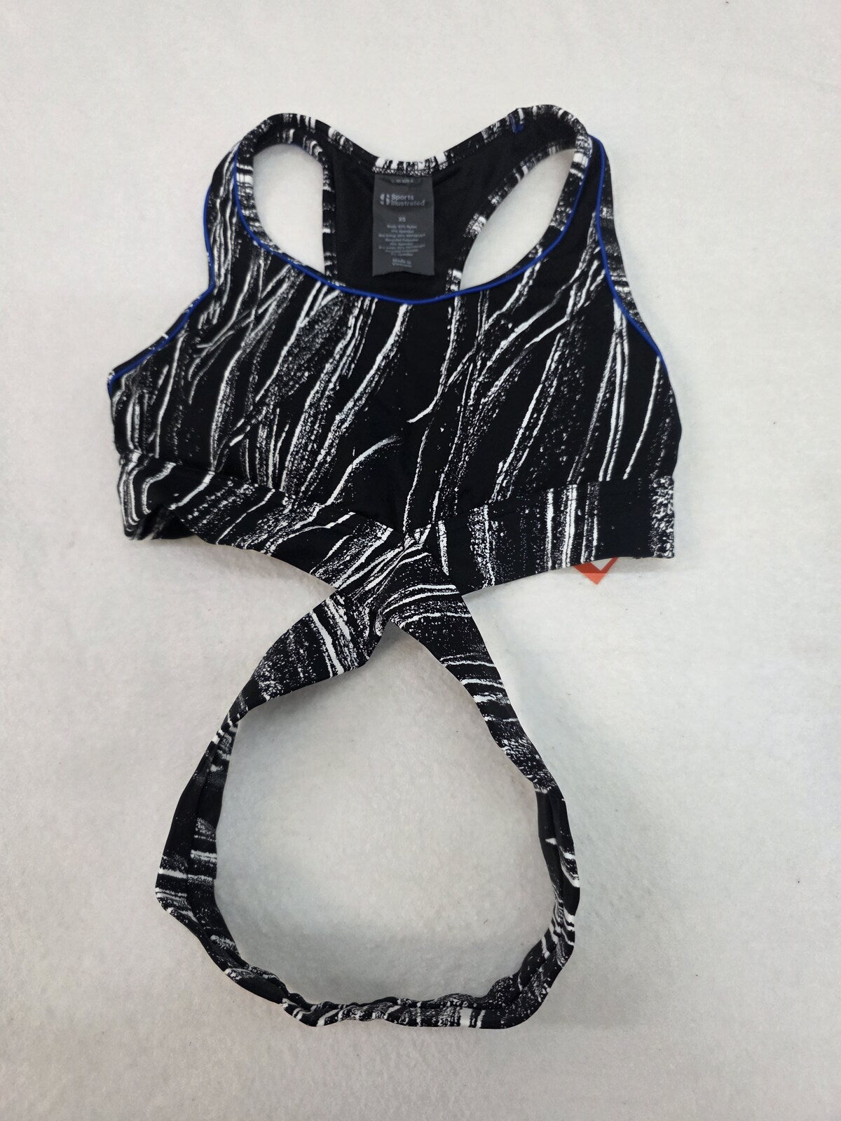 Sports Illustrated Women's Black and White Patterned Athletic Sports Bra XS