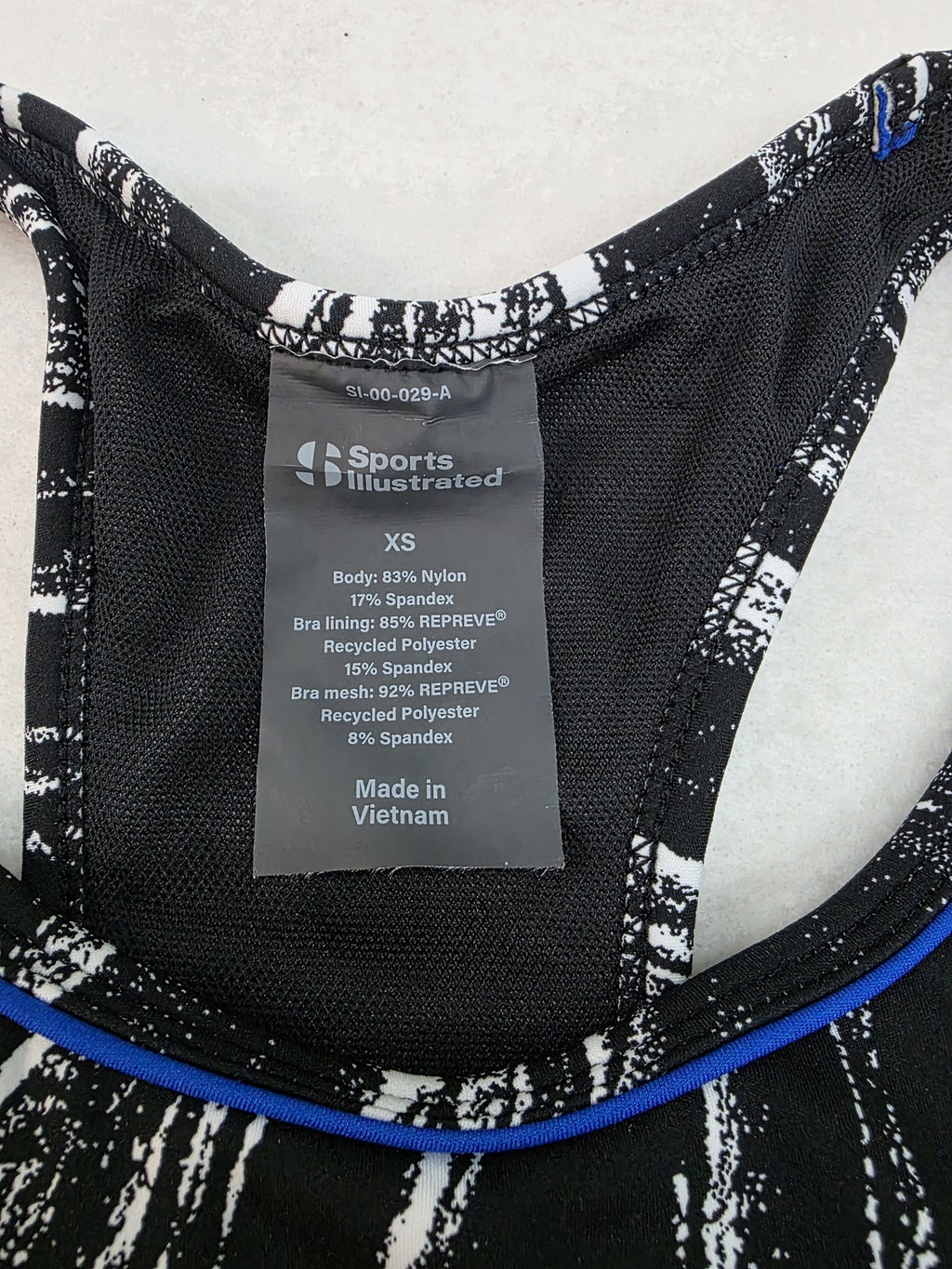 Sports Illustrated Women's Black and White Patterned Athletic Sports Bra XS