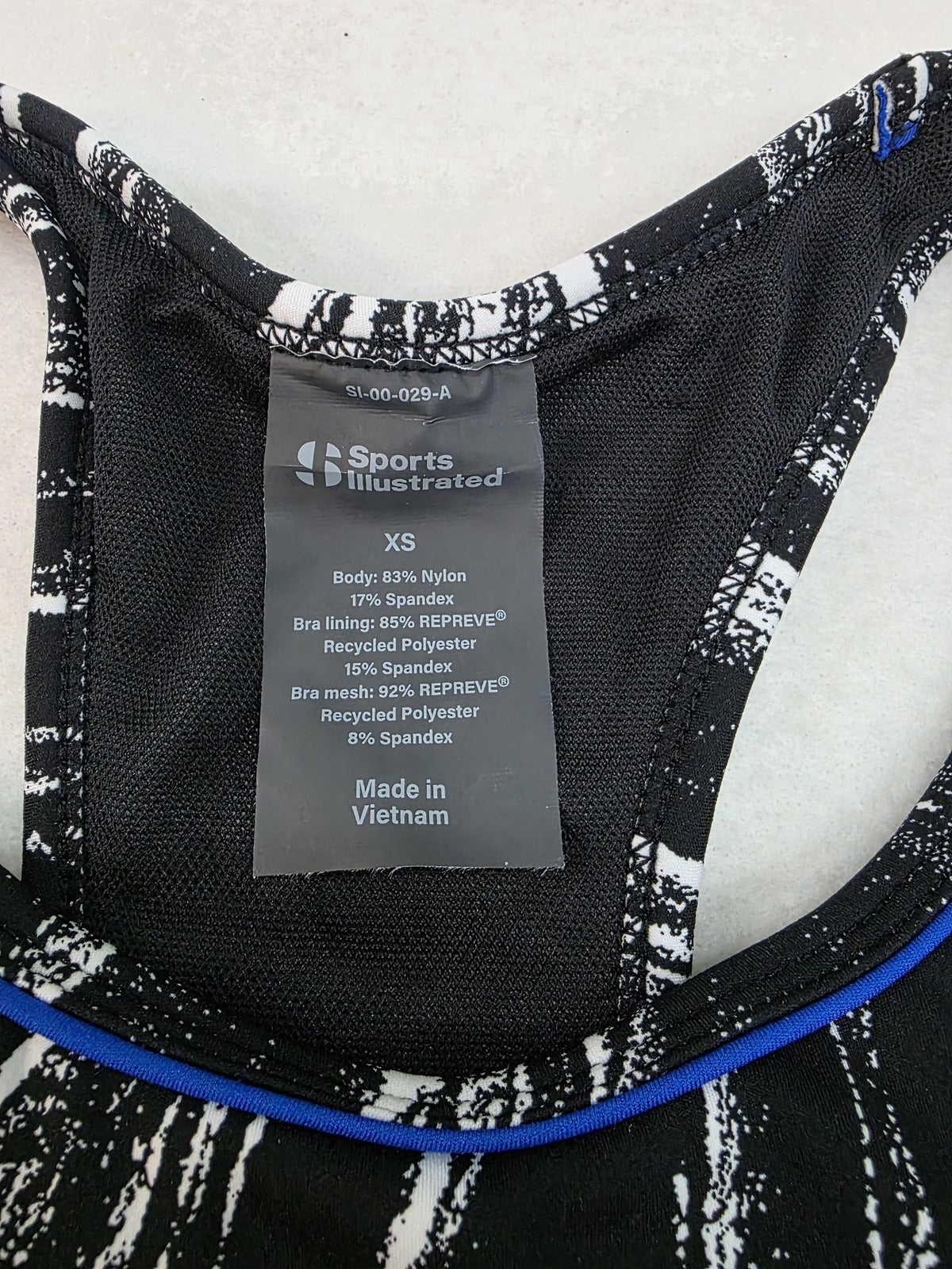 Sports Illustrated Women's Black and White Patterned Athletic Sports Bra XS