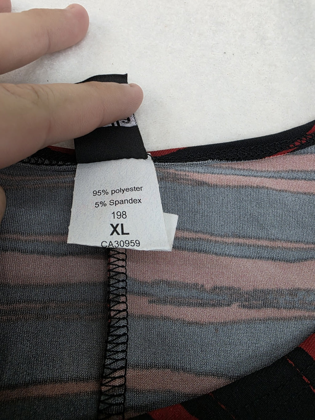 Stella Max Women's XL Red and Black Striped Top with Faux Leather Sleeves