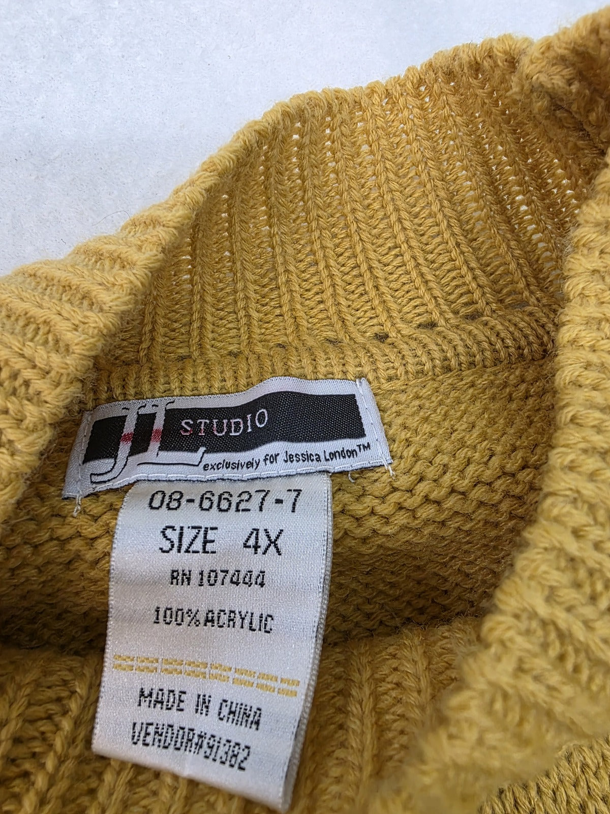 Jessica London Studio Mustard Yellow Knit Sweater Size 4X