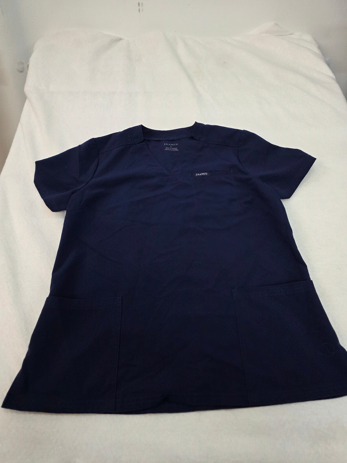 Jaanuu Navy Blue Medical Scrub Top Size Large