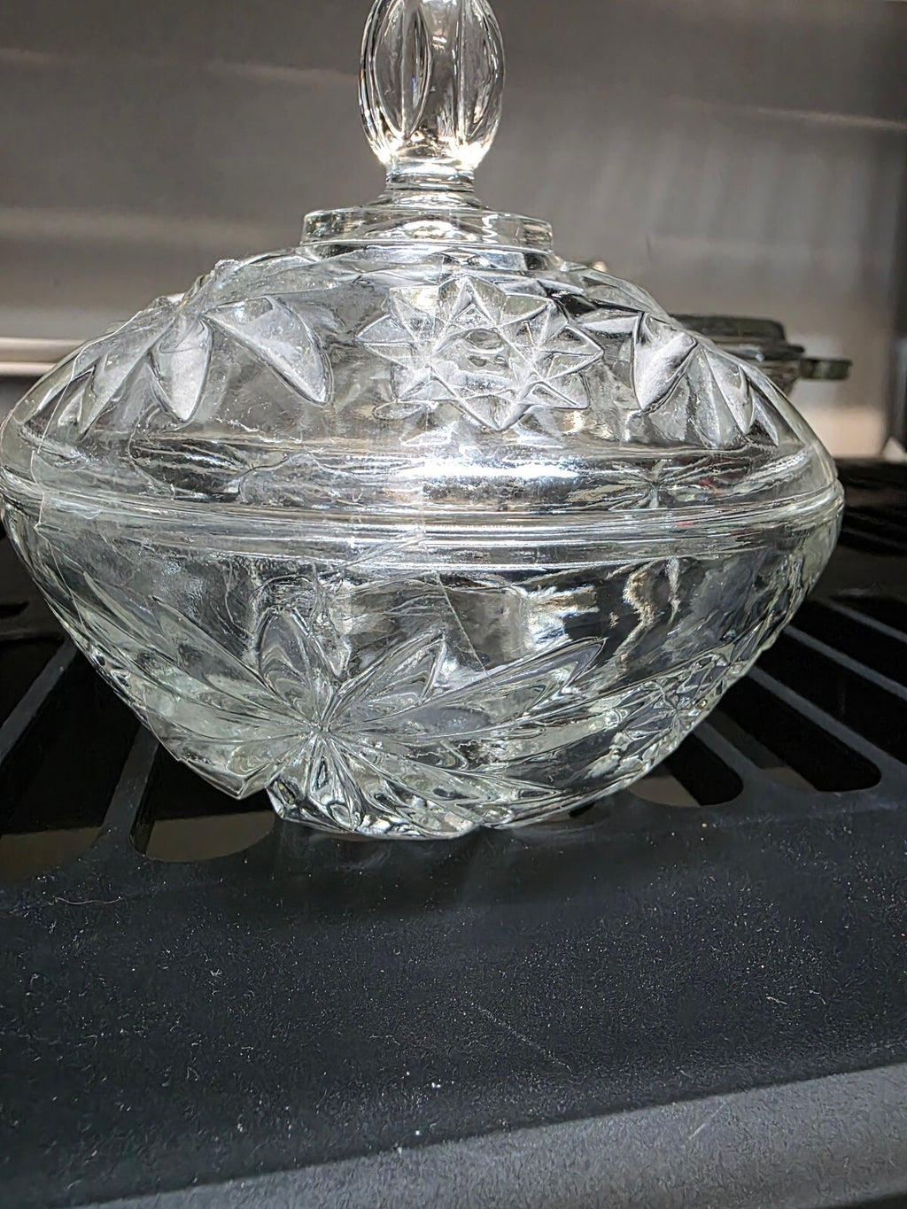 Vintage Cut Glass Covered Candy Dish
