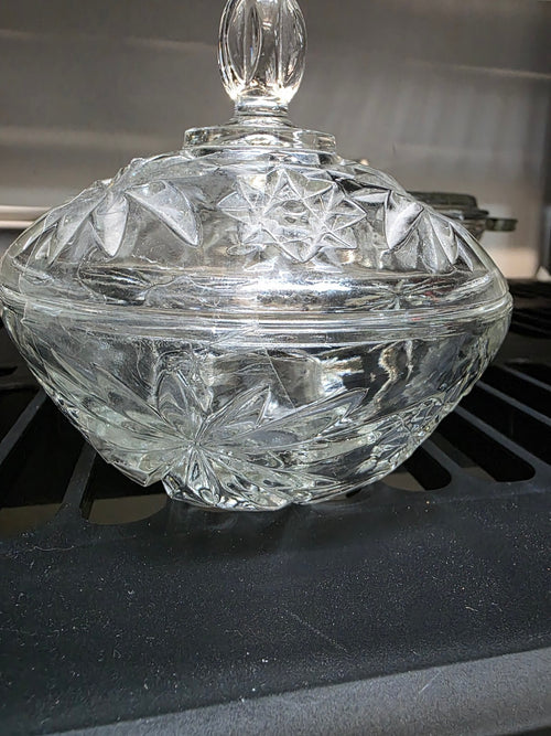 Vintage Cut Glass Covered Candy Dish