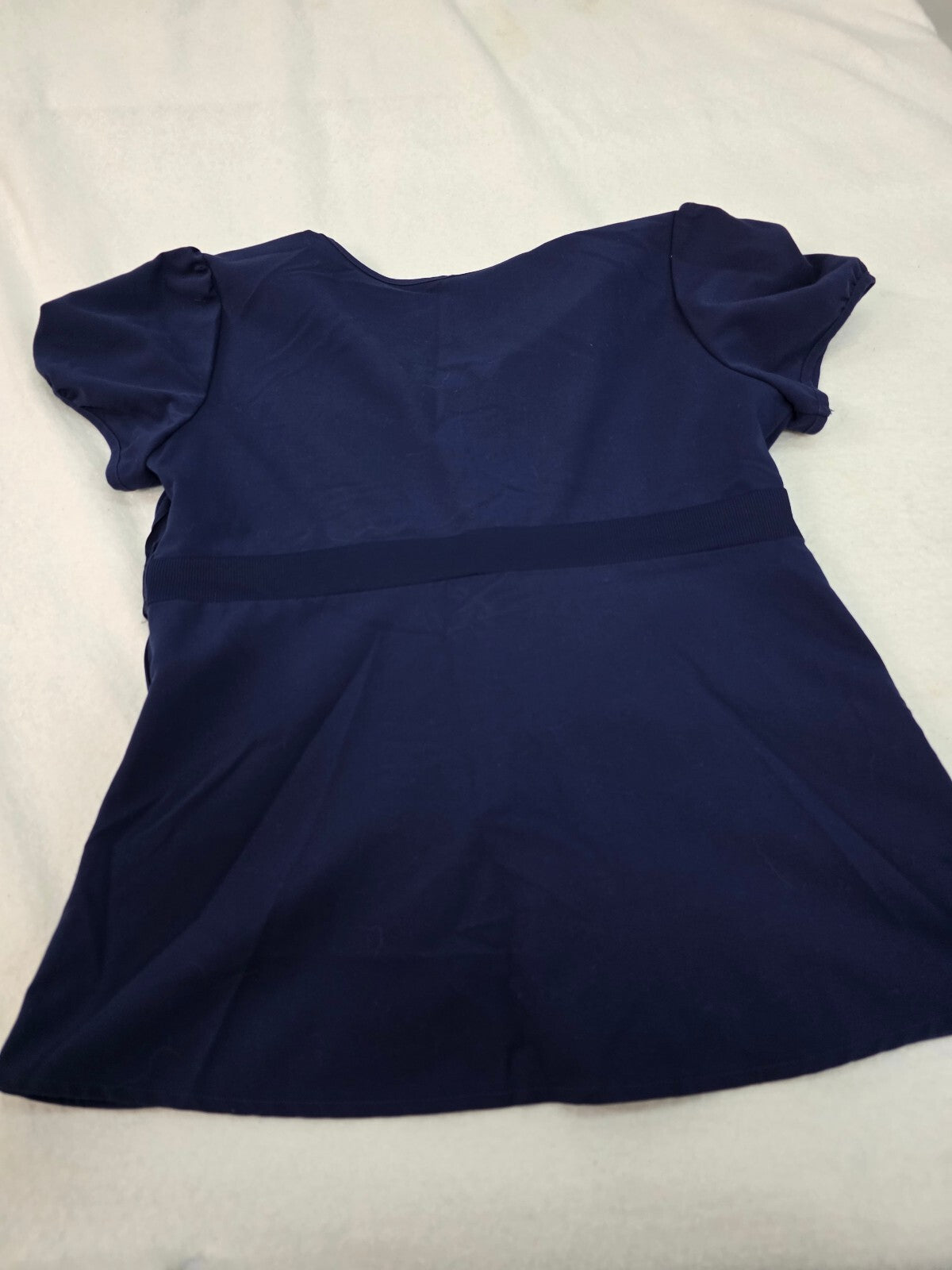 Jaanuu Navy Blue Medical Scrub Top, Size M