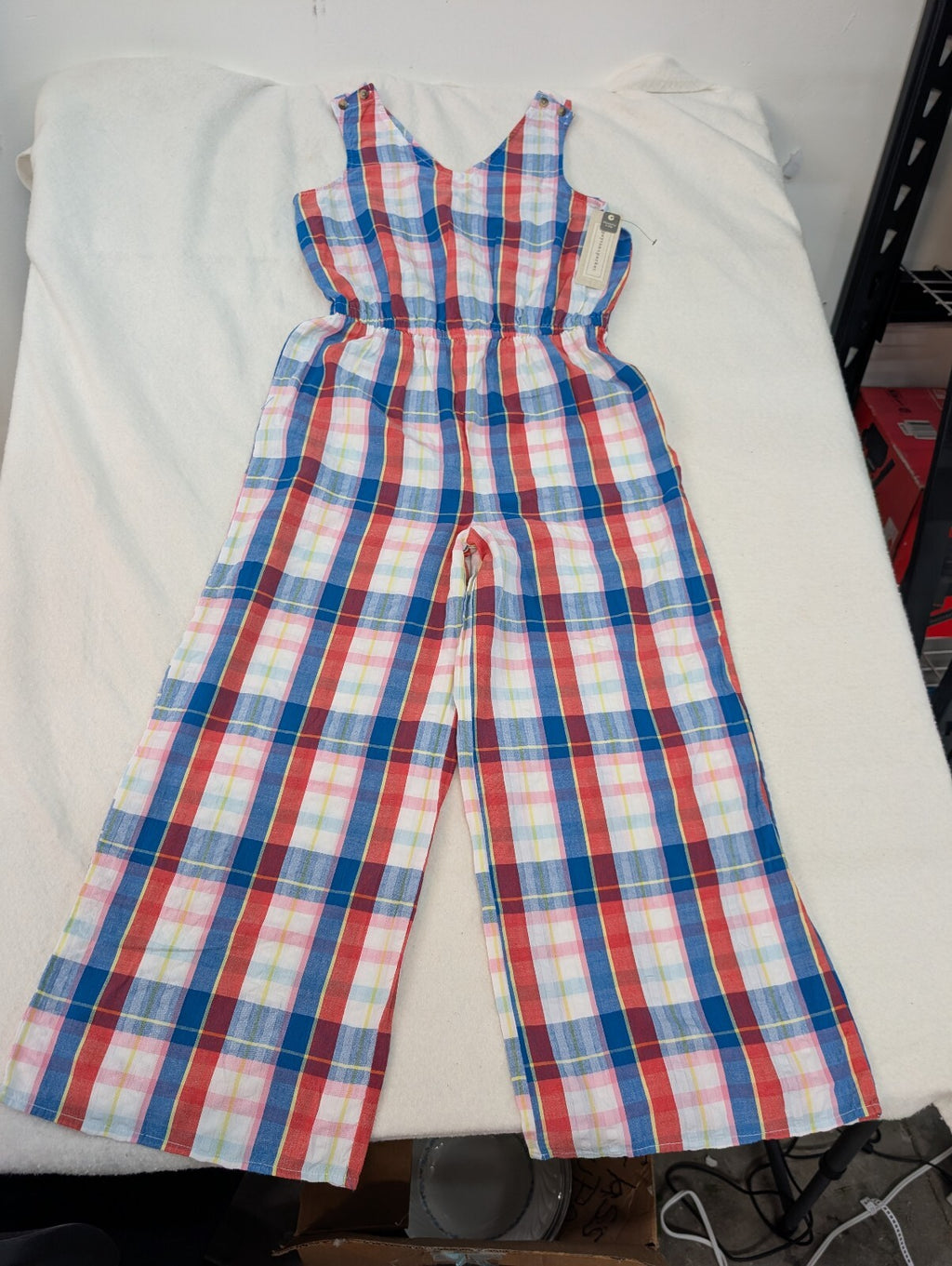 Peyton & Parker Girls' Large 14 Plaid Cotton Jumpsuit